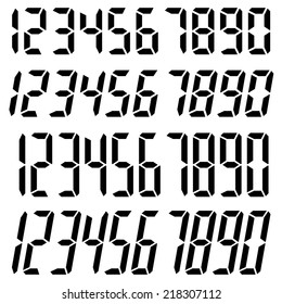 Set Of Electronic Digits. Black Numbers On A White Background