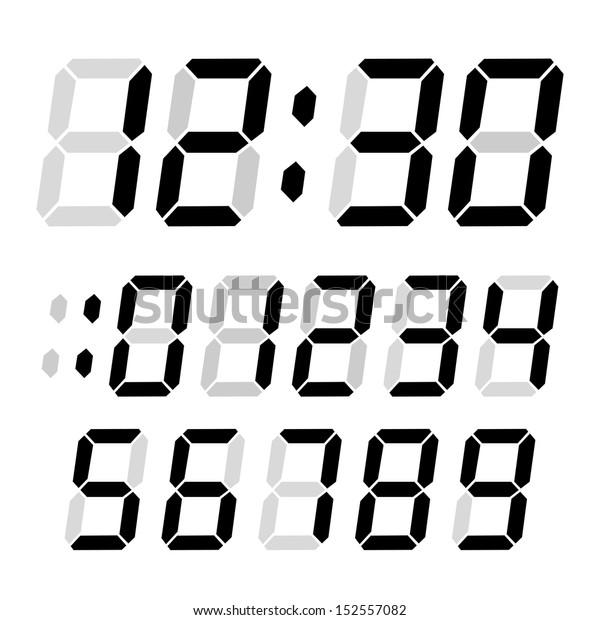 Set Electronic Digits Black Numbers On Stock Vector (Royalty Free ...