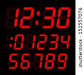 set of electronic digits. red numbers on a black background