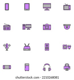Set of Electronic Filled Color Icon