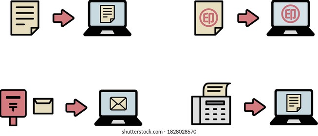 A set of electronic flat icons
The Japanese word for writing means "seal"