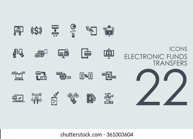 Set of electronic funds transfers icons