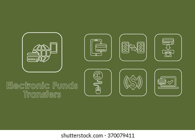 Set of electronic funds transfers simple icons
