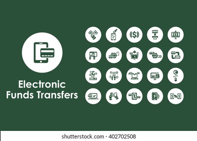 Set of electronic funds transfers simple icons