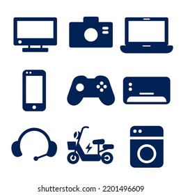 Set of electronic instrument icons with white background.