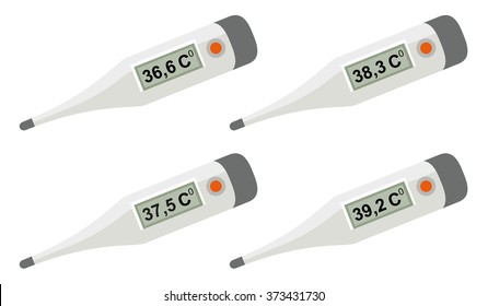 Set electronic medical thermometer. Isolated on white illustration