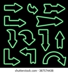 Set of electronic neon arrows, Vector illustration. Design elements for your banners, flyers, advertisements