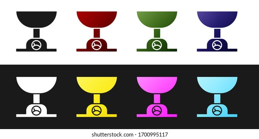 Set Electronic scales icon isolated on black and white background. Weight measure equipment. Vector Illustration