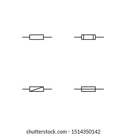 Set of electronic symbol line icon design. Electronic sign vector.  Such as lamp, battery, diode, resistor, fuse and others. Black outline design. Editable vector.