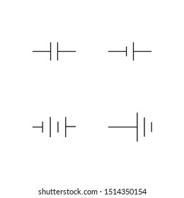 Set of electronic symbol line icon design. Electronic sign vector.  Such as lamp, battery, diode, resistor, fuse and others. Black outline design. Editable vector.