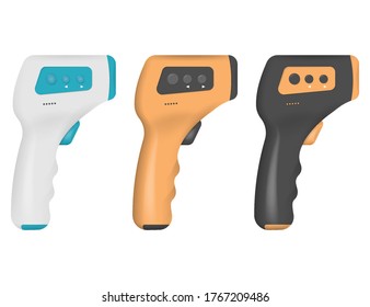 Set of Electronic thermometer, non-contact infrared thermograph / body temperature safety isolated on white background. Vector illustration. Eps 10.