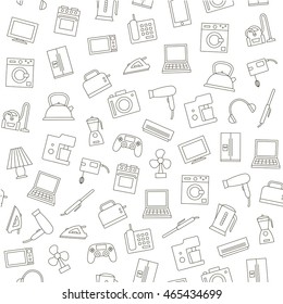 Set of Electronics pattern black icons