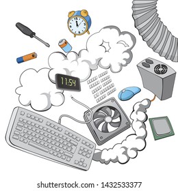 Set electronics. Vector objects illustration. Set gadjets