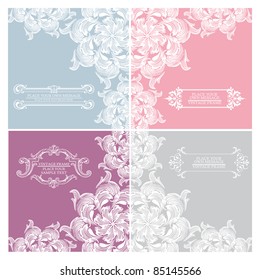 Set of elegance vintage invitation cards place for text or message