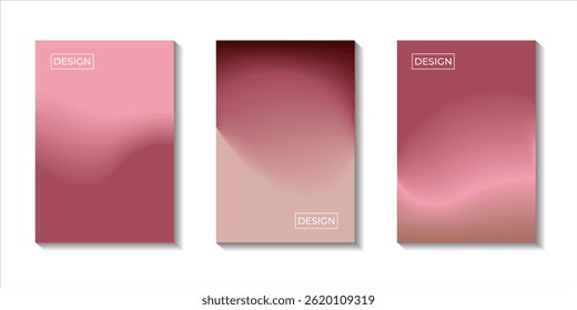 Set of Elegant abstract templates with soft rose and blush tones for flyers, business cards, banner, or aesthetic backgrounds.