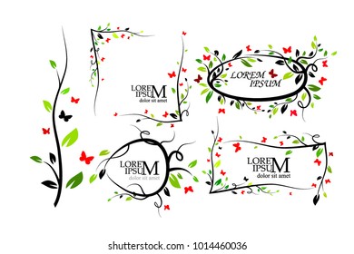 Set Elegant abstraction with butterflies. Vector