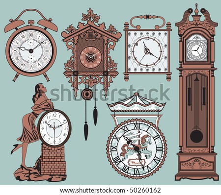 A set of elegant antique clocks