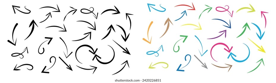 Set of elegant arrows set for business plan and presentation. Hand drawn arrow collection.