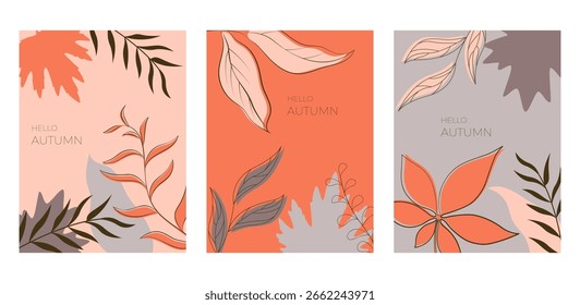 Set eleganter Herbstplakate mit Herbstblättern