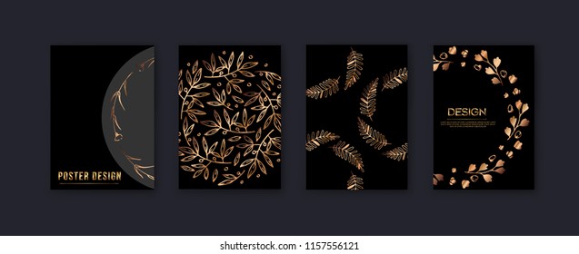 Set of elegant background design.Colorful gradients, golden, card, background, cover, Eps10 vector.Black and golden texture.