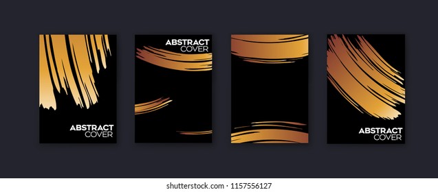 Set of elegant background design.Colorful gradients, golden, card, background, cover, Eps10 vector.Black and golden texture.