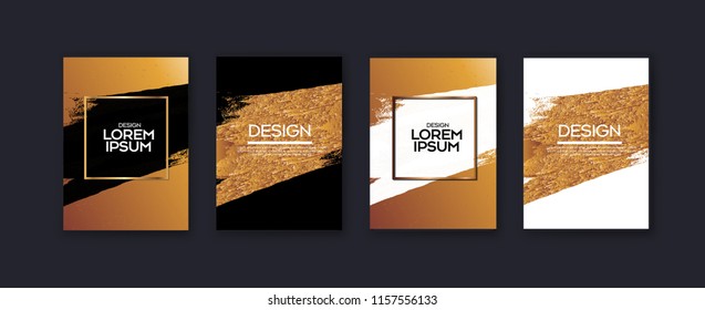 Set of elegant background design.Colorful gradients, golden, card, background, cover, Eps10 vector.Black and golden texture.