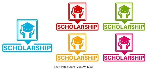 set elegant badge scholarship sign icon. Education subsidy symbol deign template vector illustration