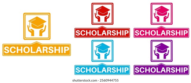 set elegant badge scholarship sign icon. Education subsidy symbol deign template vector illustration