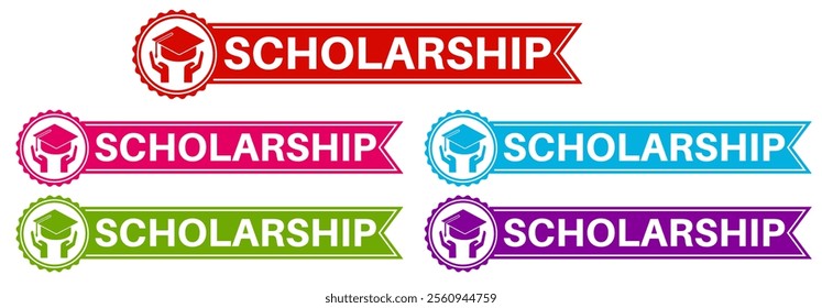 set elegant badge scholarship sign icon. Education subsidy symbol deign template vector illustration
