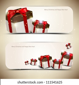 Set of  elegant banners with  gifts. Vector illustration