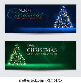 Set of Elegant banners merry christmas and happy new year. best wishes descriptions. Vector illustration
