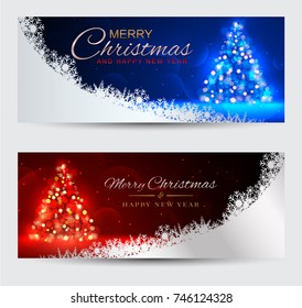 Set of Elegant banners merry christmas and happy new year. best wishes descriptions. Vector illustration
