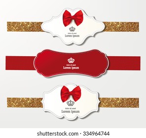 Set of elegant banners with red bows