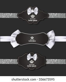 Set of elegant banners with white bows