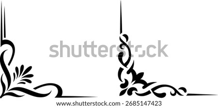  Set of Elegant Black and White Decorative Corner Borders