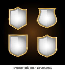 Set of elegant blue and silver shields Premium Vector
