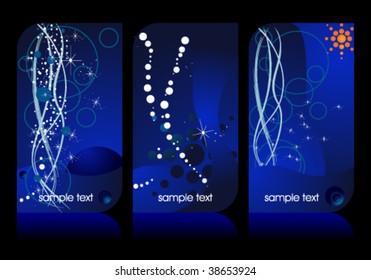 Set of elegant blue starry business cards