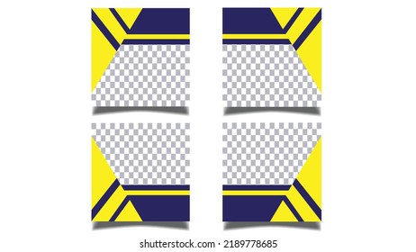 Set of elegant blue and yellow luxury fashion social media post banner template, promotion, discount, sale with masking tape on frame
