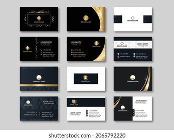 Set Of Elegant Business Card Template Layout For Publishing.