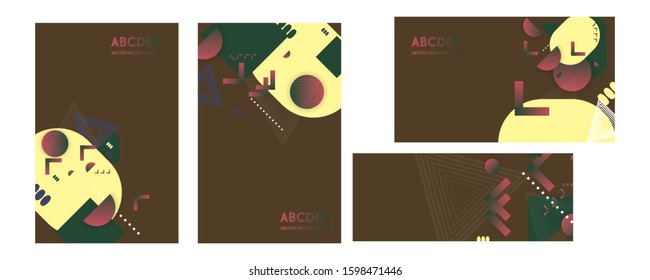 Set of elegant card, background, cover. Geometric frame template bright graphic trendy