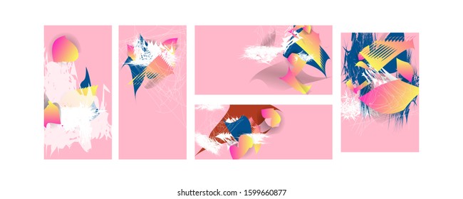 Set of elegant card, background, cover. Geometric frame template bright graphic trendy