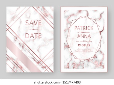 Set elegant card wedding Invitation gold marble texture. Elegant golden watercolor design template for banner, poster, brochure, greeting, cover. Background agate for save the date. Invite thank you
