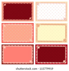 Set of elegant cards decorated with lacy border, isolated on white, vector illustration