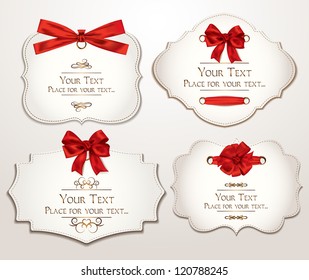 Set of elegant cards with red bows