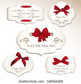 Set of elegant cards with red bows