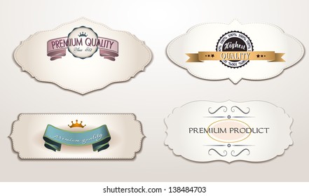 Set of elegant cards with VINTAGE PREMIUM QUALITY LABELS