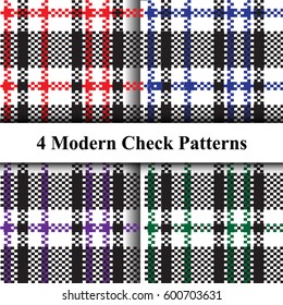 Set of Elegant Checkered Patterns in Different Colors. Vector Illustration