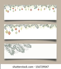 Set of Elegant Christmas banners with snowflakes. Vector illustration