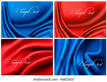 Set of elegant colorful silk backgrounds. Vector illustration.