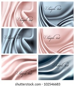 Set of elegant colorful silk texture. Vector illustration.